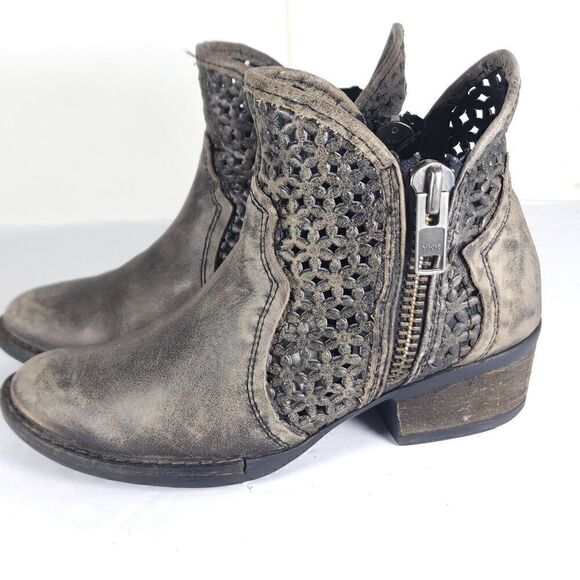 Corral CircleG Women’s US6,5 Leather Distressed Gray Cutout Ankle Western Boots - Picture 2 of 16